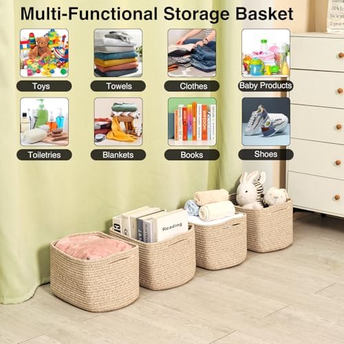 ICERZCZ Small Storage Baskets for Shelves Organizing, Woven Cotton Rope Baskets - Image 4