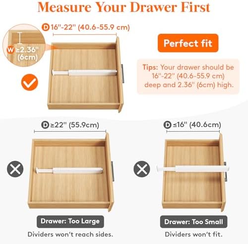 Lifewit 2.36" Upgrade Kitchen Drawer Dividers, Adjustable Drawer Organizer - Image 4