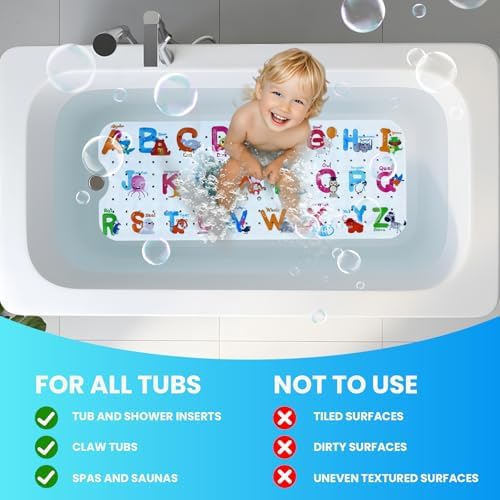 Baby Bath Tub Mat, Extra Large Non Slip Kids Cartoon Bathtub Shower Mats - Image 6