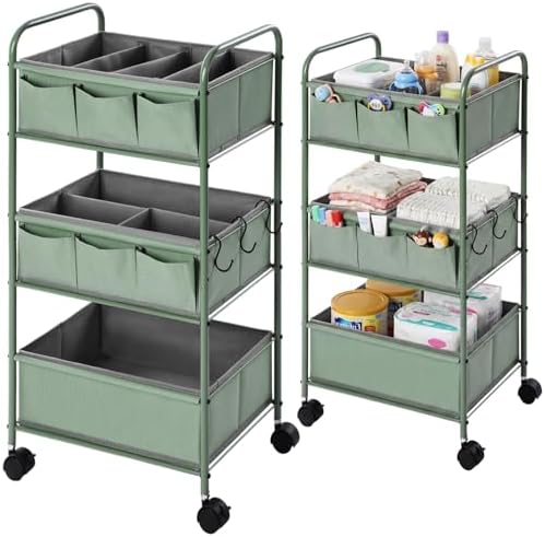 WILLBOND 3 Tier Green Baby Diaper Caddy Organizer Cart by Willbond+Technology+Limited