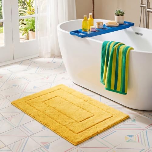 GRANNY SAYS Yellow Bathroom Rug 32" x 20", Non-Slip Microfiber Bath Mat - Image 2