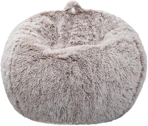 Fluffy Stuffed Animal Storage Bean Bag Chair Cover, Faux Fur Comfy Bean Bag - Image 2