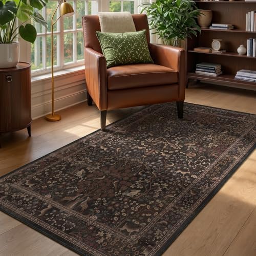 Chestnut Brown 3x5 Rugs for Entryway, Tree of Life Vintage Farmhouse Bedside - Image 5