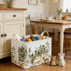 Rectangular Woodland Animal Basket Storage Basket, Bear Fox Gift Box Bin Shelf - Image 6