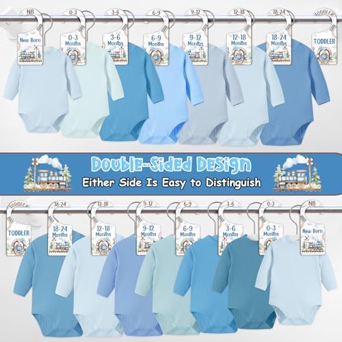 Baby Closet Dividers 8PCS, Retro Train Themed Wooden Double-Sided Clothes Size - Image 2