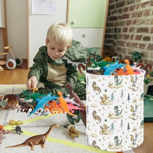 Dinosaur hamper, Dinosaur Collapsible Kid Room Basket, Cloud moon star dragon - Image 3