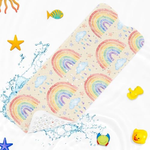 Bathtub Shower Mat 40X16 Inch, for Toddler, Rainbow Boho - Image 2
