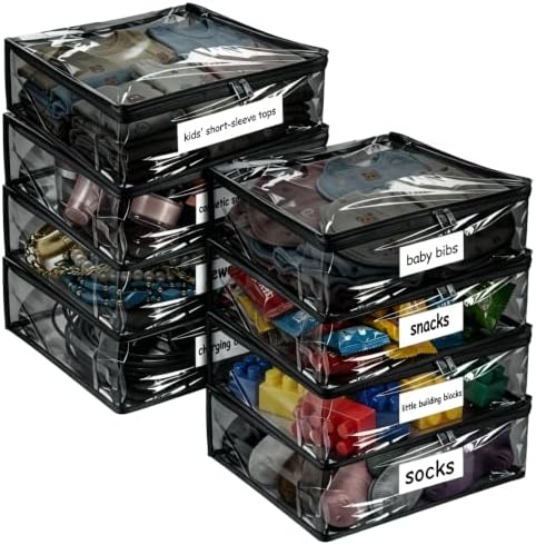 Plastic Storage Bags with Easy-Glide Zipper, Durable Clear Vinyl Zippered by Kikerike
