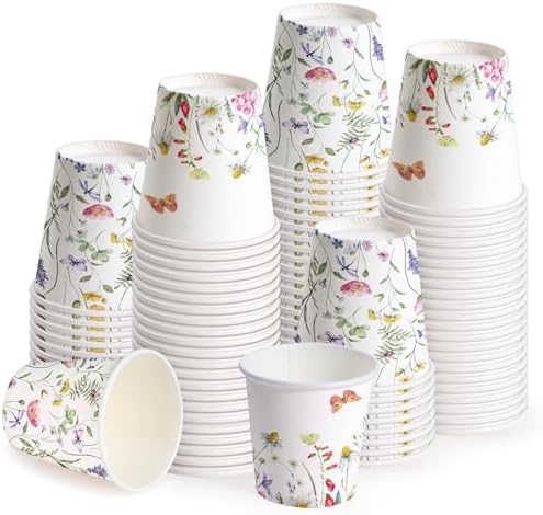 WRAPAHOLIC 3oz Wildflower Butterfly Bathroom Cups by WRAPAHOLIC