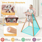 HONEY JOY Baby High Chair, 6 In 1 Convertible Wooden Highchair - Image 6