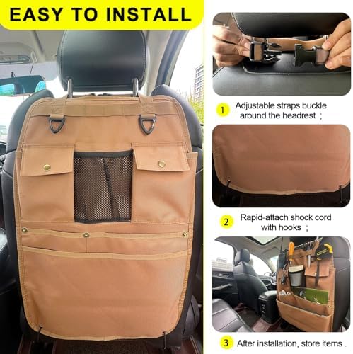 Car Seat Back Organizer with Multiple Pockets and Hooks - Image 4