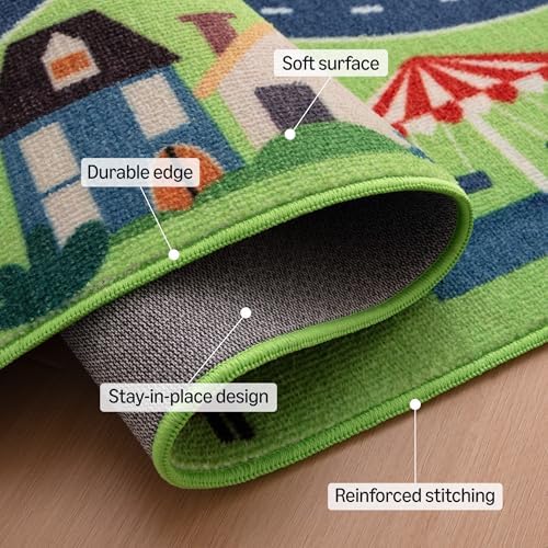 Amazon Basics Kids Washable Area Rug, Printed Carpet Play Mat - Image 3