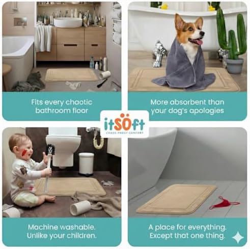 ITSOFT Memory Foam Bath Mat 24x16, Non Slip, Machine Washable, Quick Dry & - Image 6