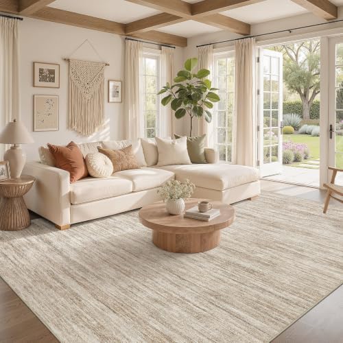 Nakagishi 9x12 Area Rugs Living Room: Washable Large Vintage Rug Neutral - Image 2