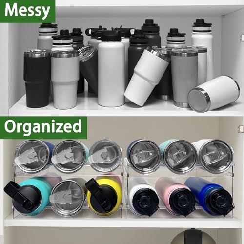Spaclear 2 Pack Water Bottle Organizer, Stackable Kitchen Pantry Storage Shelf - Image 3