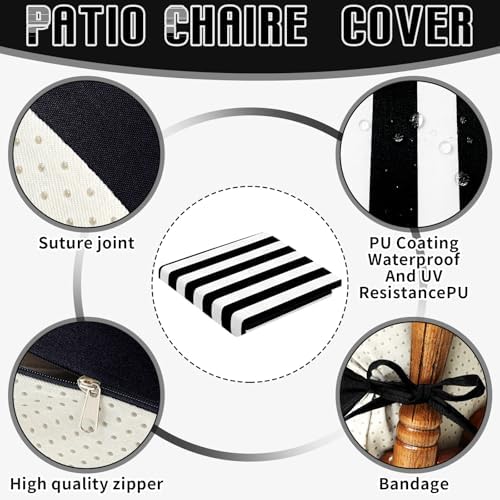 Tudomro 4 Pcs Outdoor High Back Chair Cushion Covers Waterproof Patio - Image 3