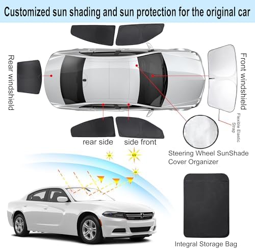 TINGLU Window Shades for Dodge Charger 2011-2023 Accessories Car Side Full - Image 3