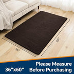 Chenille Bathroom Rug 36"x60" Brown, Large Plush Bath Mat - Image 2