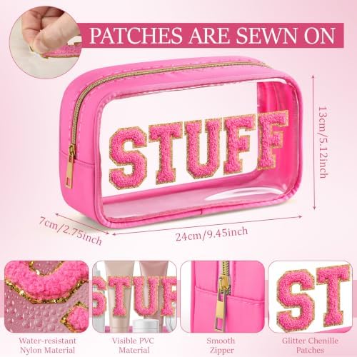 4 Pcs Toiletry Bag Clear Chenille Letter Pouch Diaper Bag Organizer Snacks - Image 2