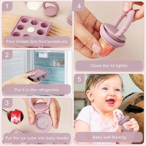 Baby Fruit Food Feeder Breastmilk Popsicle Molds, Silicone Food Freezer Tray - Image 4