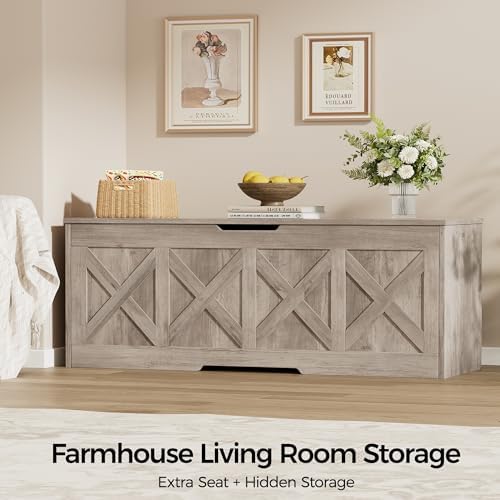 Homleke 47.2" Extra-Large Wooden Storage Chest, Farmhouse Storage Bench - Image 7