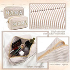 Sanwuta Seersucker Cosmetic Bags Mama Bag Chenille Letter Seersucker Makeup - Image 3