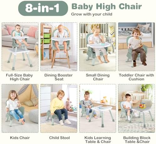 BABY JOY Baby High Chair, 8 in 1 Convertible Highchair - Image 2