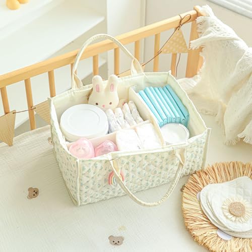 Quilted Fabric Storage Basket Floral Baby Diaper Caddy Quilted Basket - Image 3
