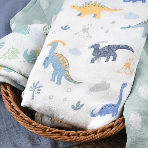 GLLQUEN BABY Muslin Swaddle Blankets 4Pk Receiving Blanket Large 35" x 40" - Image 4