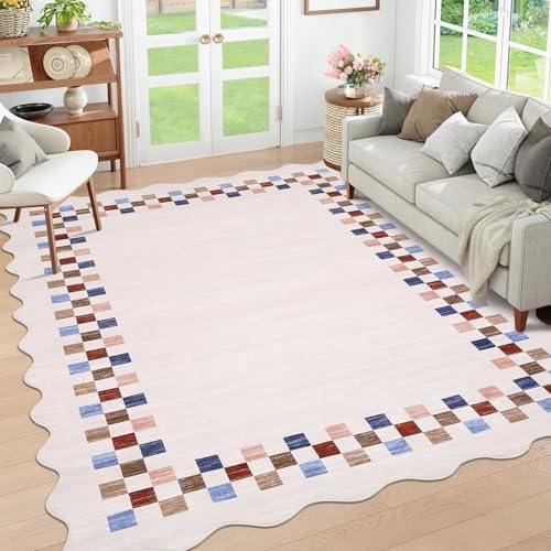 GarveeHome Washable Rug 5x7 for Living Room Large Bedroom Scalloped Rug by GarveeHome