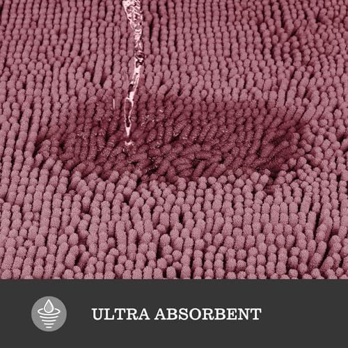 Yeaban Chenille Dusty Rose Bathroom Runner Rug 17"x47" - Image 5