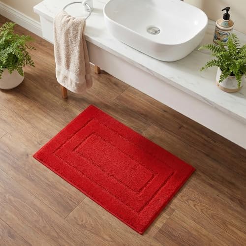 GRANNY SAYS Red Bathroom Rug 20" x 32", Non-Slip Microfiber Bath Mat - Image 4