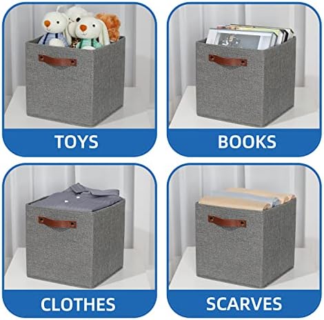 Temary 11 Inch Cube Storage Bins 4PCs Fabric Storage Cubes Storage Baskets - Image 4