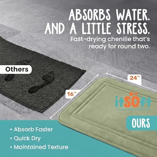 ITSOFT Memory Foam Bath Mat 24x16, Non Slip, Machine Washable, Quick Dry & - Image 3