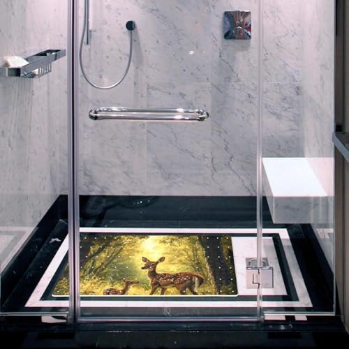 Bathtub Mat Non Slip 26.8x15.1 Inch, Forest Deers Shower Mat - Image 5