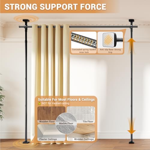 Room Divider Curtain Rod, No Drilling Adjustable Space Partition, Heavy Duty - Image 4