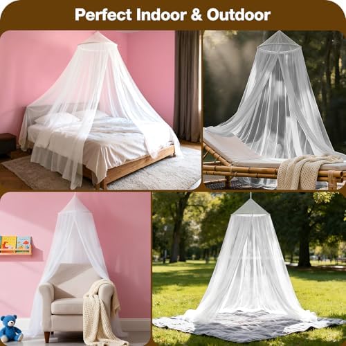 White Bed Canopy for Girls, Round Canopy from Ceiling - Image 4