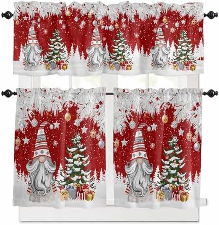 Vandarllin Christmas Gnome Kitchen Curtains and Valances Set, Winter Merry by VandarllinHomeKitchenDecor