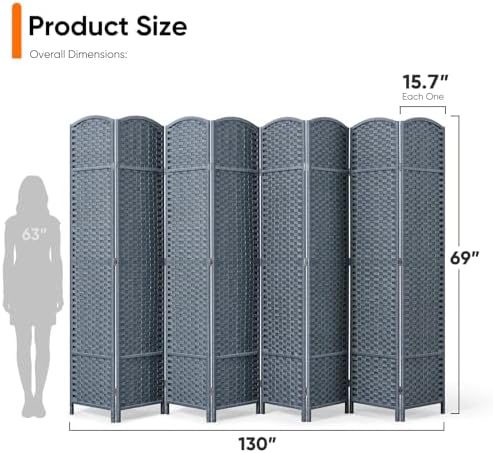 JOSTYLE Outdoor Privacy Screen 8-Panel Folding Room Divider Space Partition - Image 4