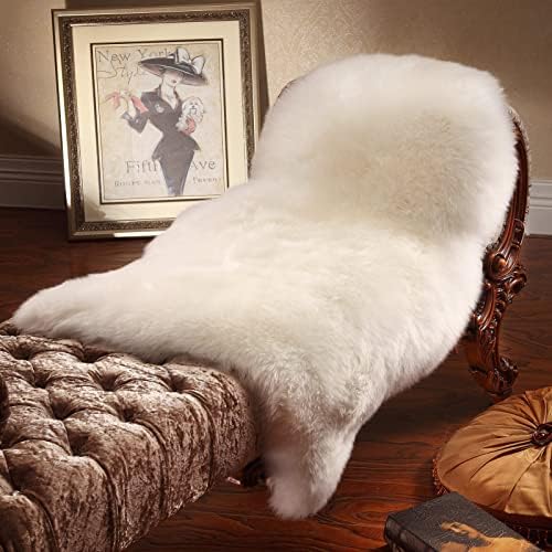 Genuine Real NZ Sheepskin Area Rug Fluffy Lambskin Living Room Ivory 2x3ft - Image 3