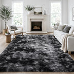 Ophanie Tie-Dyed Black & Grey Area Rugs 8x10 by Ophanie