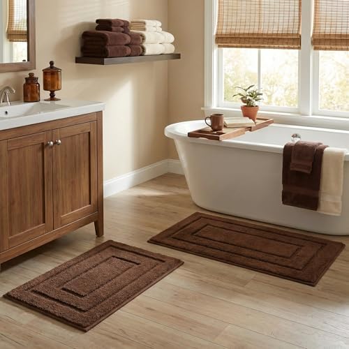 GRANNY SAYS Brown Bathroom Rugs Set 2 Piece, Soft Microfiber Bath Mats by GRANNYSAYS