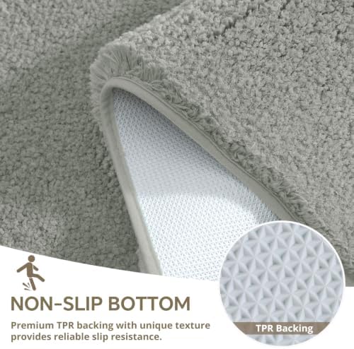 Polyester Bathroom Runner Rug 24"x60" Gray, Soft Shaggy Bath Mat - Image 6