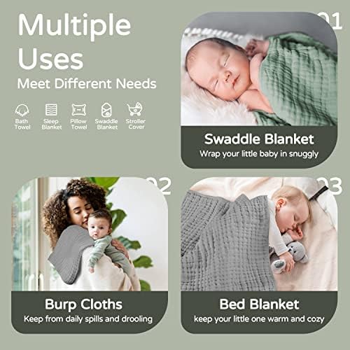 Yoofoss Hooded Baby Bath Towels 2 Pack 100% Muslin Organic Cotton - Image 3