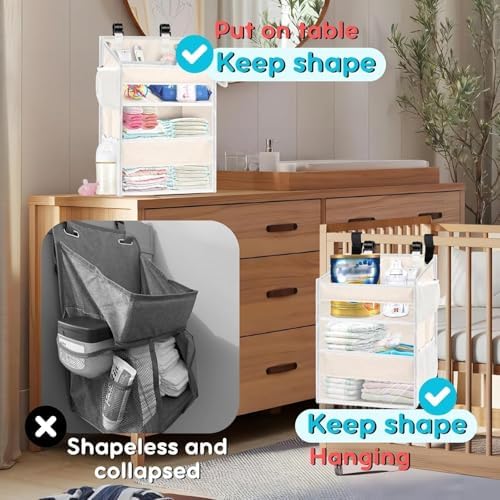 Hanging Diaper Organizer, 2 Tier Hanging Diaper Caddy, Holds 90+ Diapers - Image 2