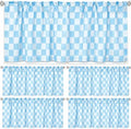 4 Pcs Pastel Blue Checkered Window Valance Curtains by Mindsoft