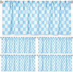 4 Pcs Pastel Blue Checkered Window Valance Curtains by Mindsoft