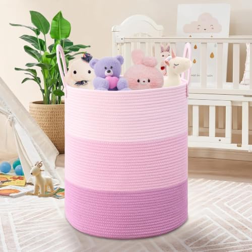 Laundry Hamper for Organizing, 52L Large Laundry Baskets, Cotton Rope Woven - Image 3