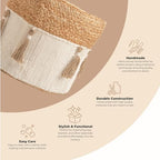Crane Baby Fabric Round Nursery Storage Basket, Cotton & Jute - Image 2
