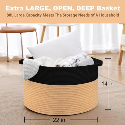 MEGASKET Extra Large Storage Basket, Decorative Kids Dog Toy Bin Box, Big Woven - Image 3